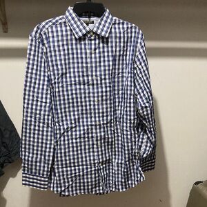 Banana Republic Blue and White Checkered Casual Button Down Shirt